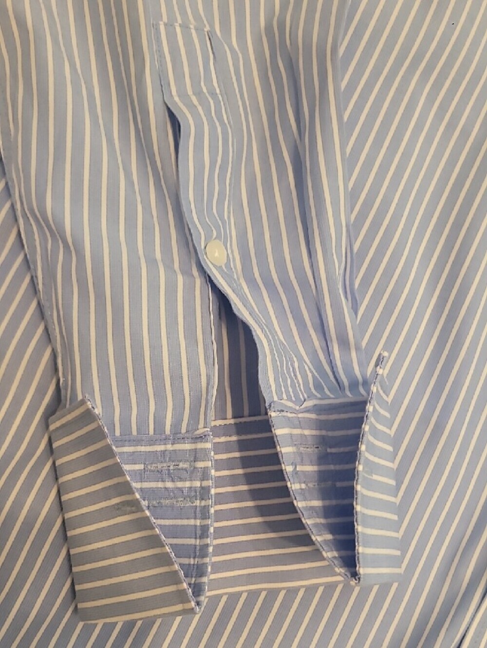 Michael Kors Blue and White Striped Men's Dress Shirt - Picture 4 of 5